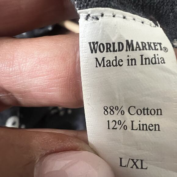 World Market Evil Eye Print Jumpsuit Size Large/XL Cotton Linen Blend Pockets - Picture 11 of 11